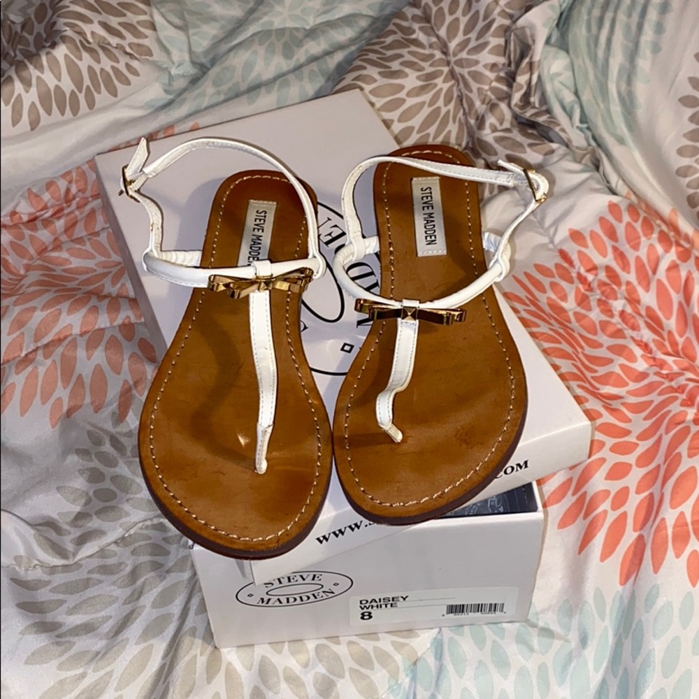 Steve Madden White Bow Sandals